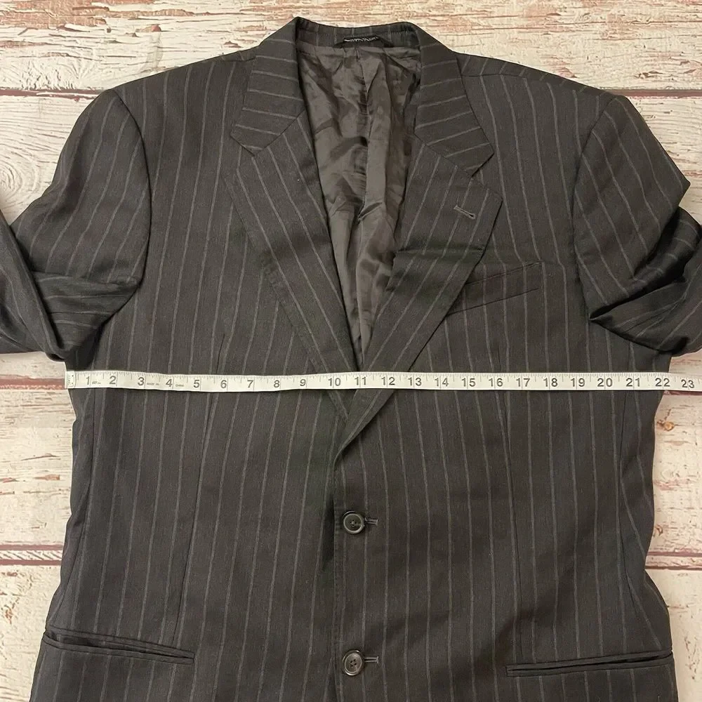 Armani Collezioni Sport Coat 44L Flannel Wool Charcoal‎ Dark Gray 2-Button Italy